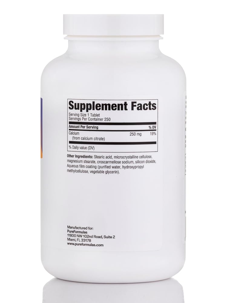 PureFormulas Calcium Citrate 250 mg Bone & Dental Health - 250 Tablets - image 4