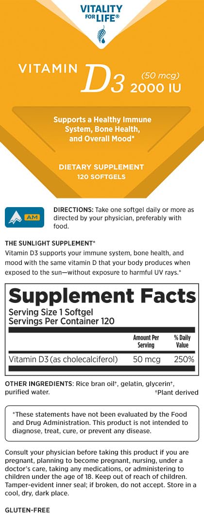 Melaleuca Vitality Vitamin D3 2000 IU - 120 Tablets - image 2