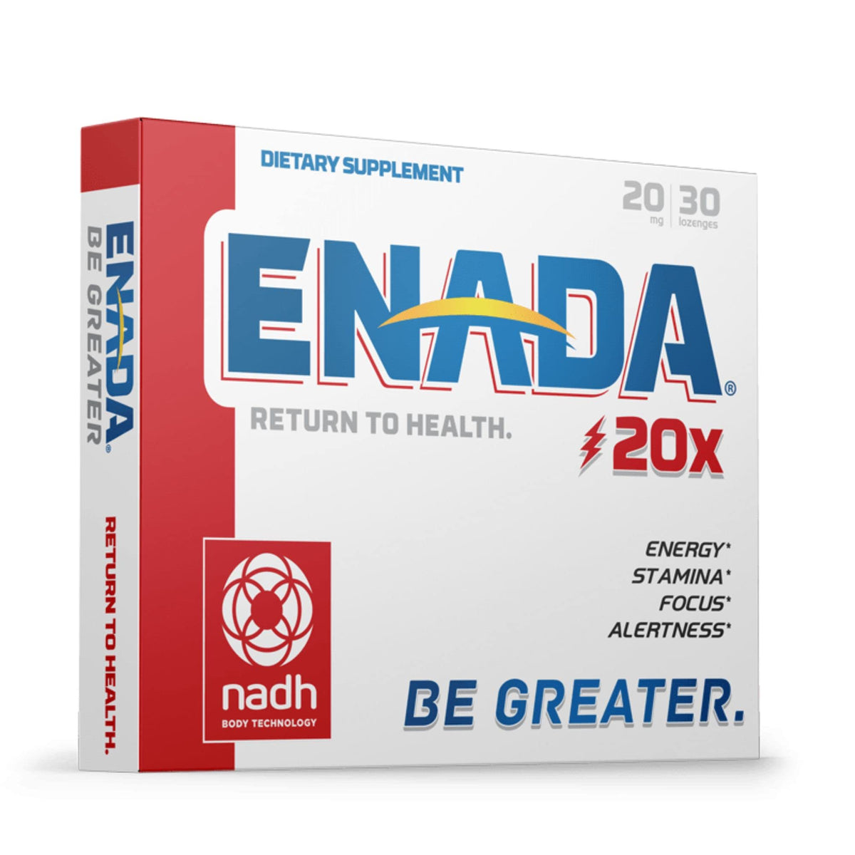 ENADA 20x NADH Supplement for Energy & Mental Focus - 30 Lozenges
