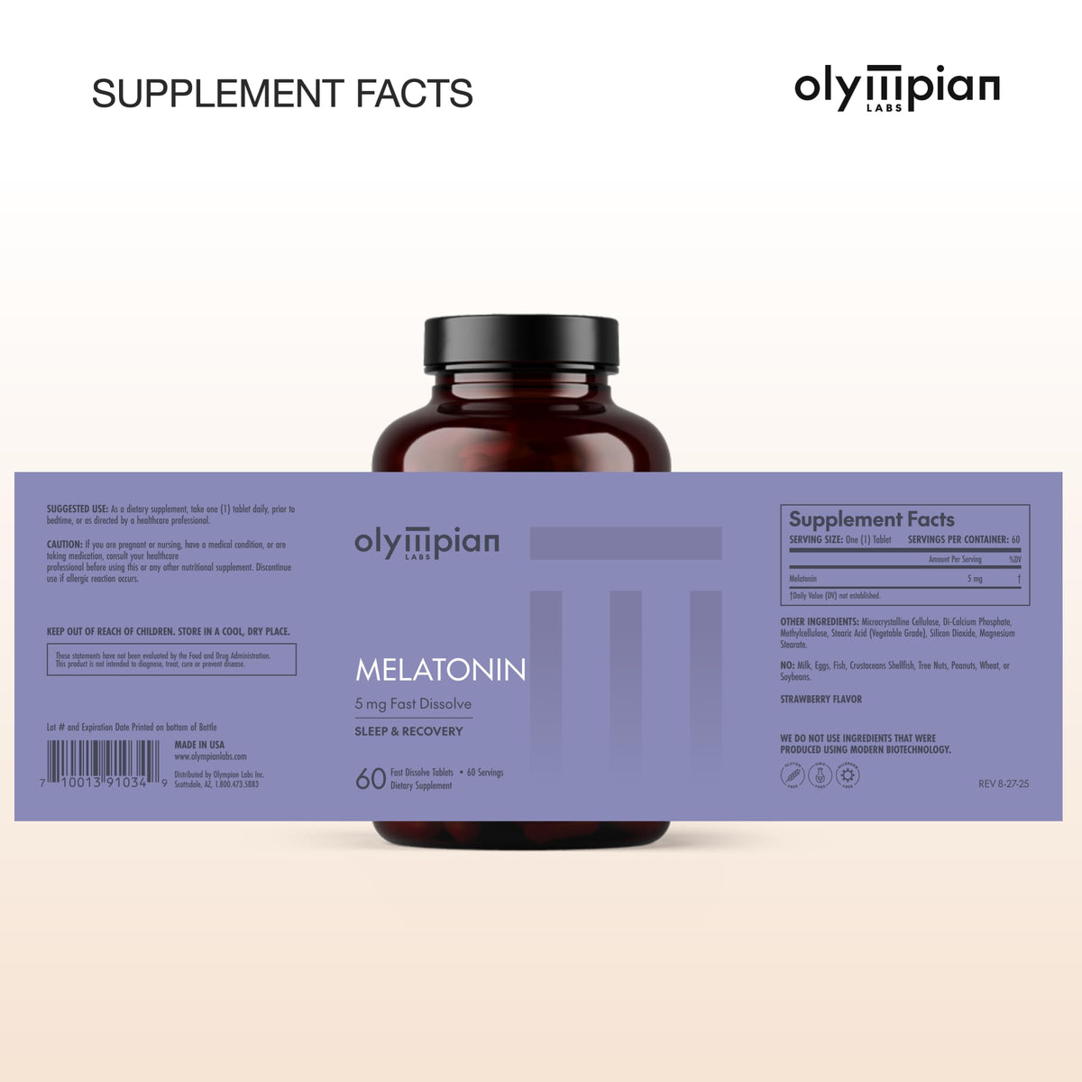 Olympian Labs Liquid Melatonin, Fall Asleep Naturally, Alcohol Free