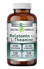 Amazing Formulas Melatonin 10 Mg Plus L-Theanine 5.5 Mg Supplement