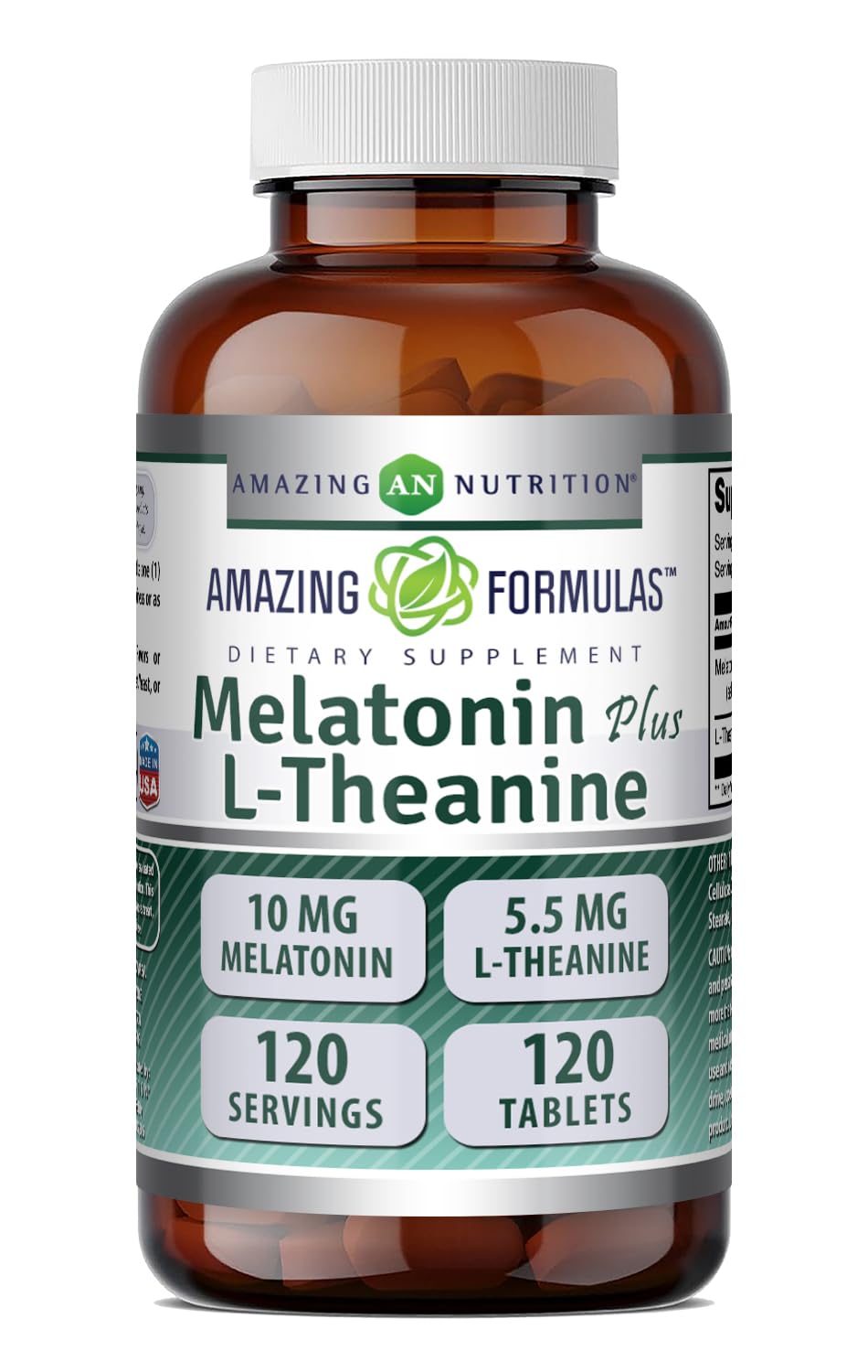 Amazing Formulas Melatonin 10 Mg Plus L-Theanine 5.5 Mg Supplement