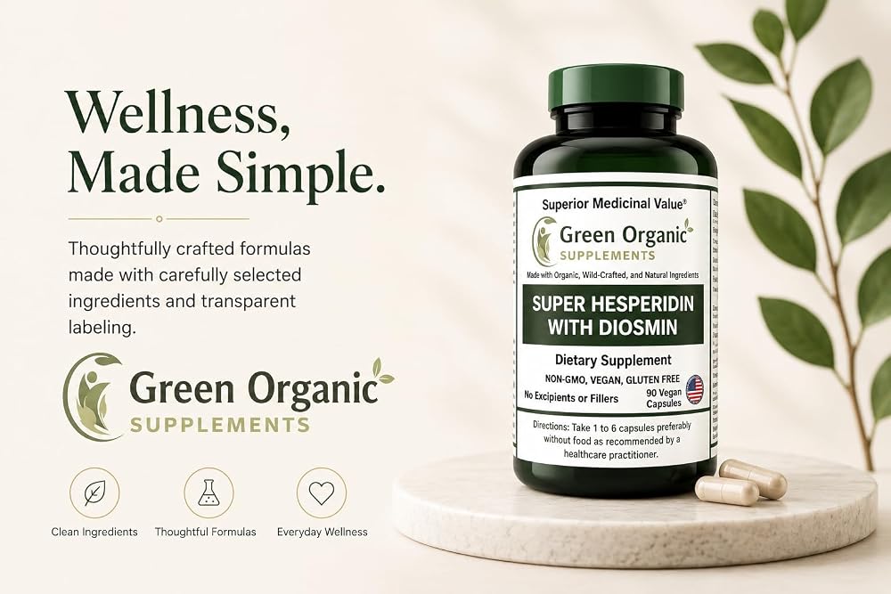 Green Organic Supplements Super Hesperidin with Diosmin - 90 Capsules - image 9