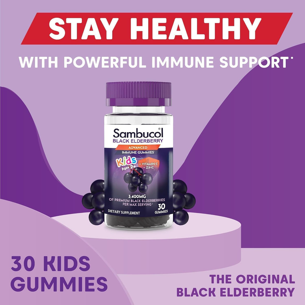 Sambucol Black Elderberry Gummies for Kids, Low Sugar - 30 Count - image 5