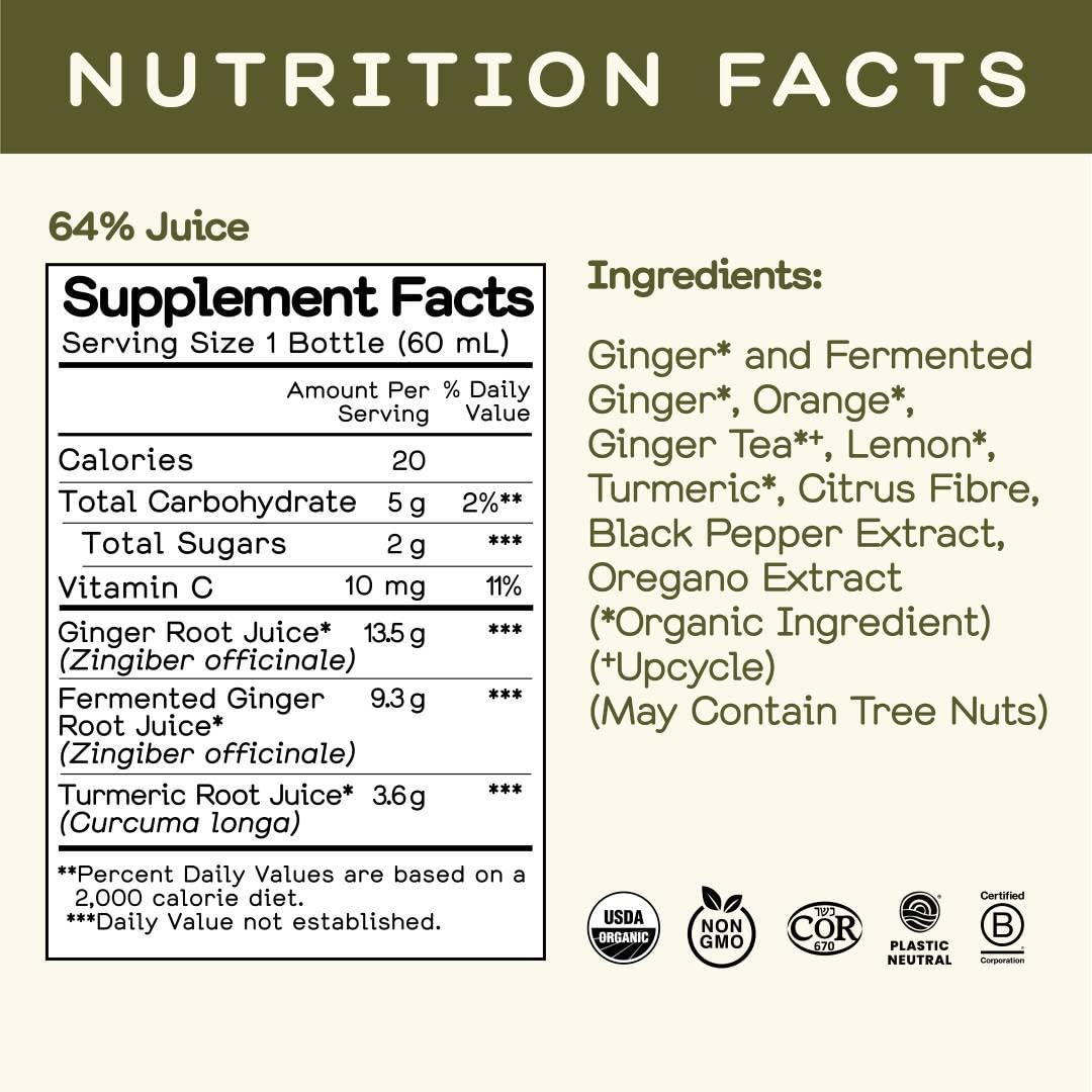 Greenhouse Juice Organic Fiery Ginger Wellness Shots 12-Count 60ml