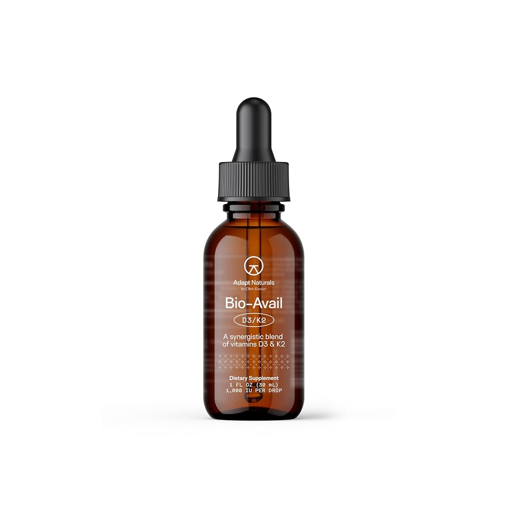 Adapt Naturals Vitamin D3 K2 1000 IU with MCT Oil - 600 Servings