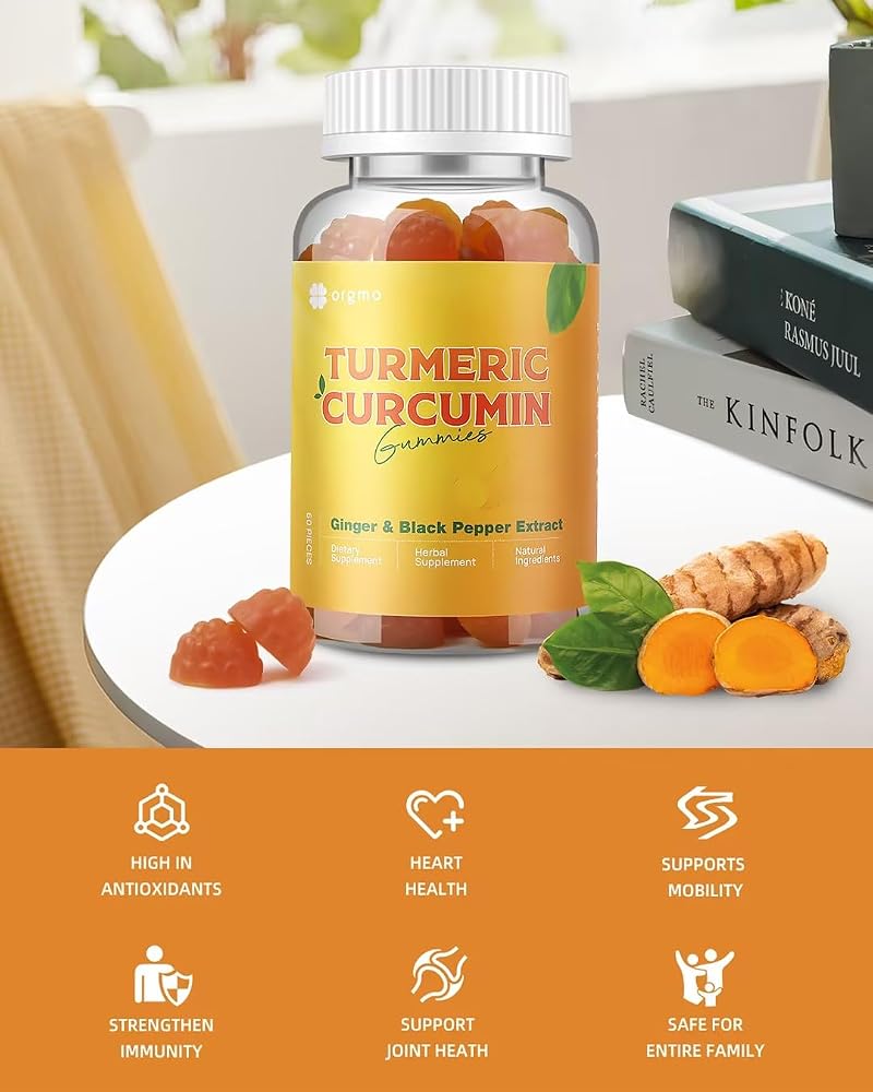 ORGMO Turmeric Curcumin Supplement Gummies with Black Pepper - 120 Count - image 3