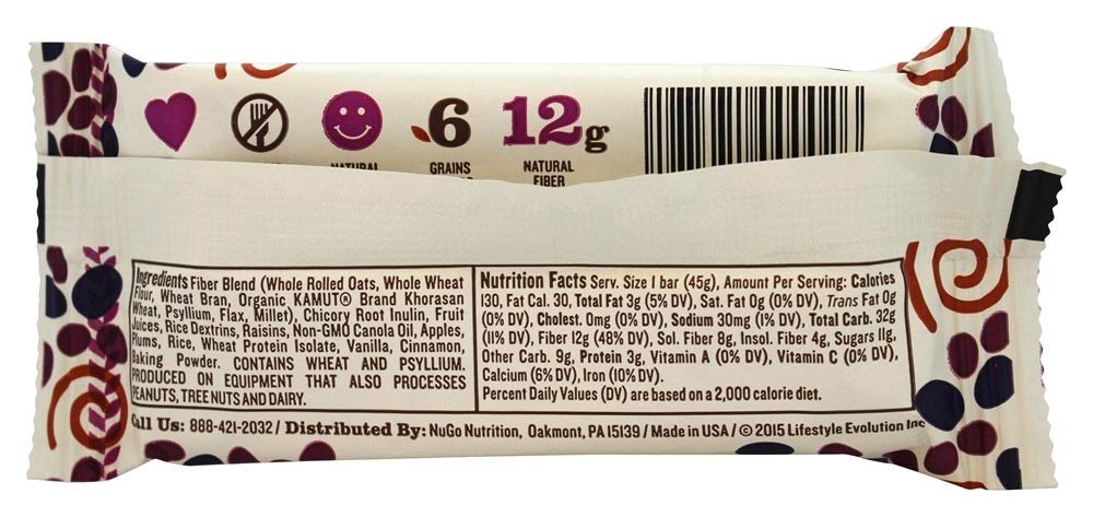 Gnu Foods NuGo Fiber d'Lish Cinnamon Raisin Bar - 16 ct - image 2