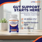 Vitamatic Lactobacillus Plantarum 20 Billion Digestive Support - 60 Capsules - image 5