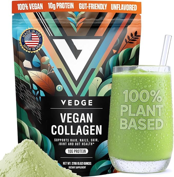 VEDGE Vegan Collagen Powder, Plant-Based Peptides - 20 Servings
