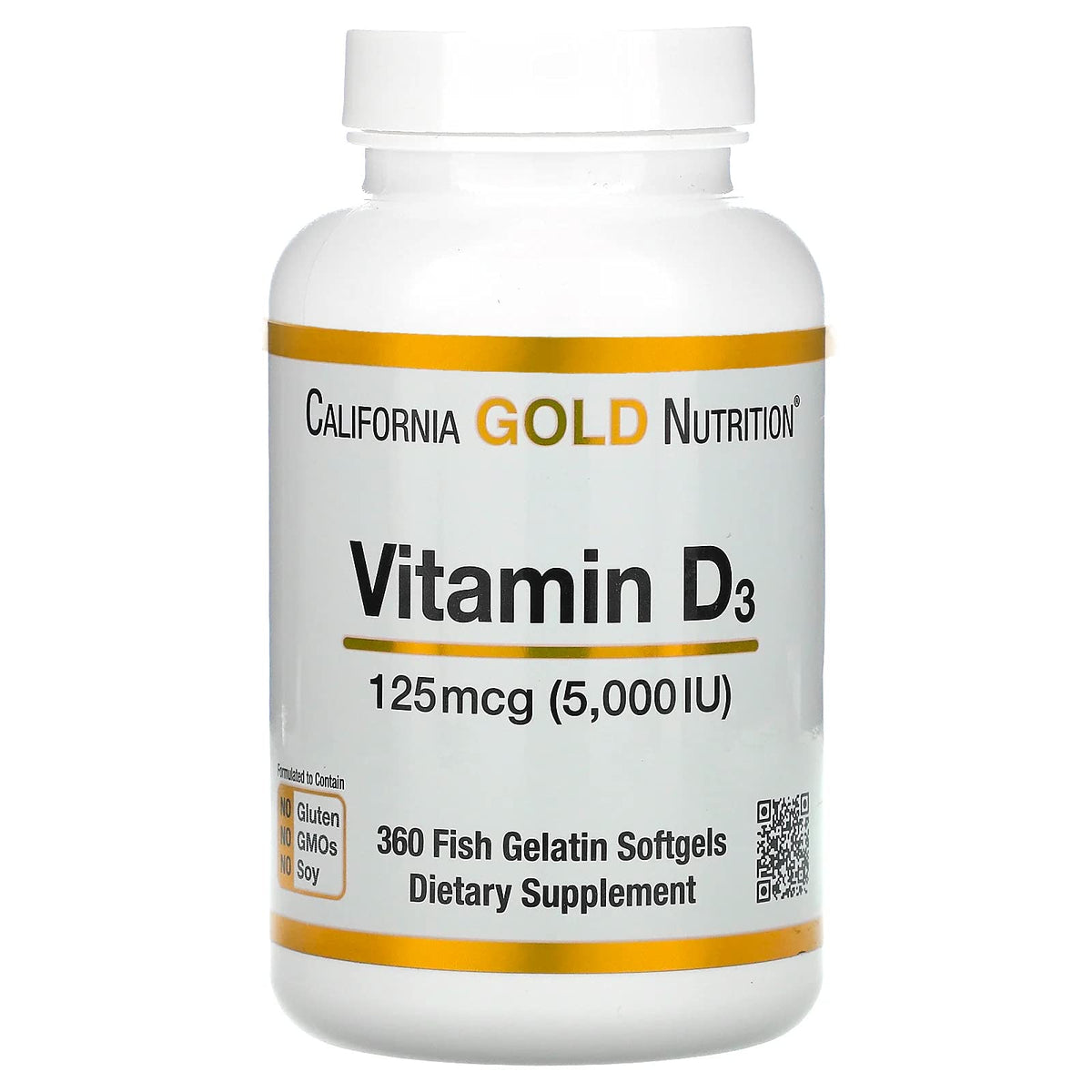 California Gold Nutrition Vitamin D3 5000 IU - 360 Softgels - image 2