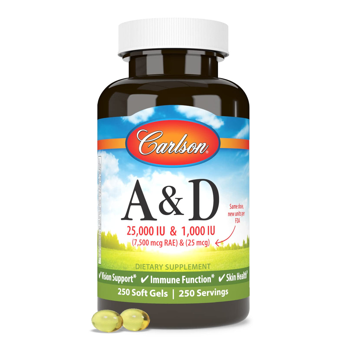 Carlson Vitamin A & D 25000 IU - 250 Softgels - image 5