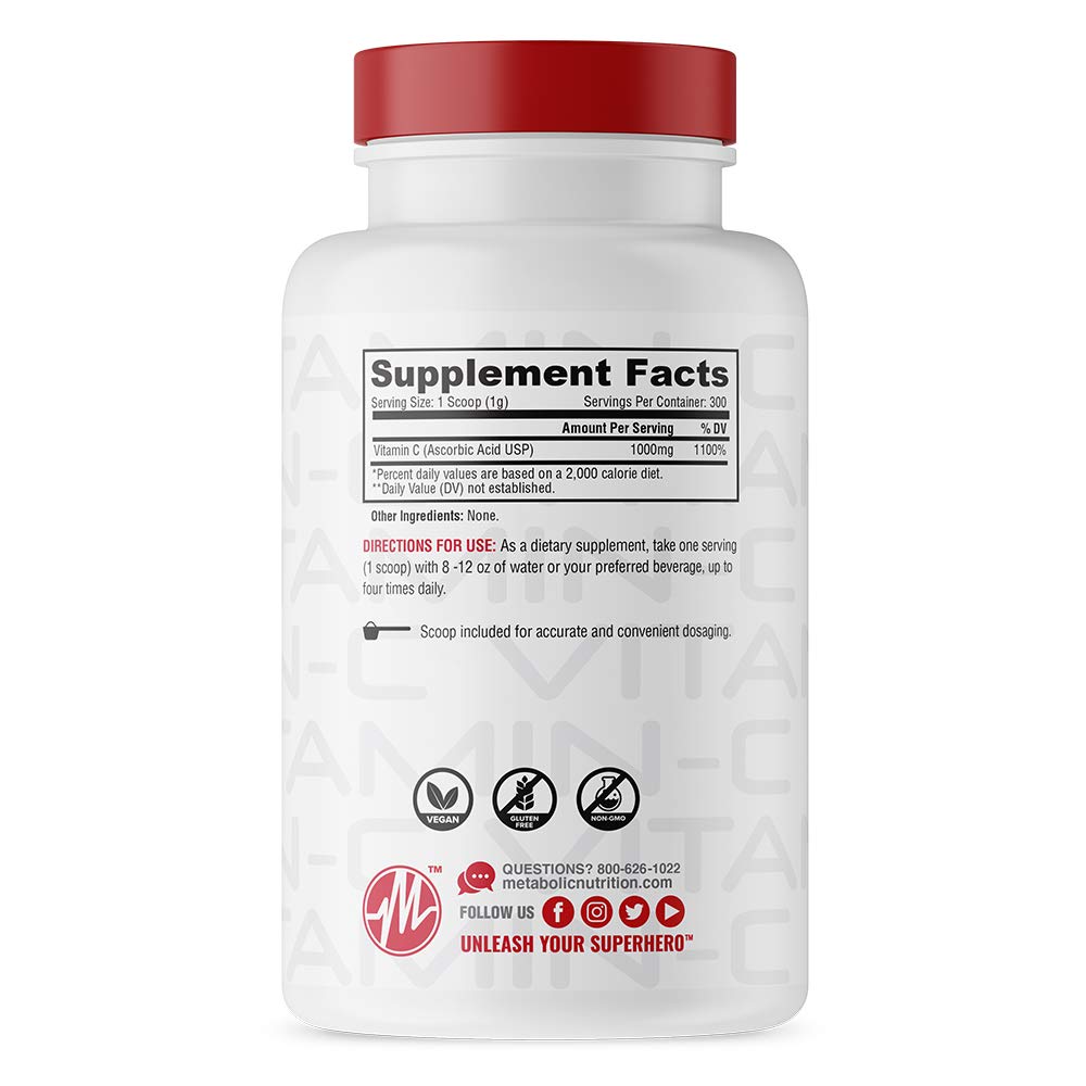 Metabolic Nutrition Vitamin C 1000mg Ascorbic Acid - 300g - image 2