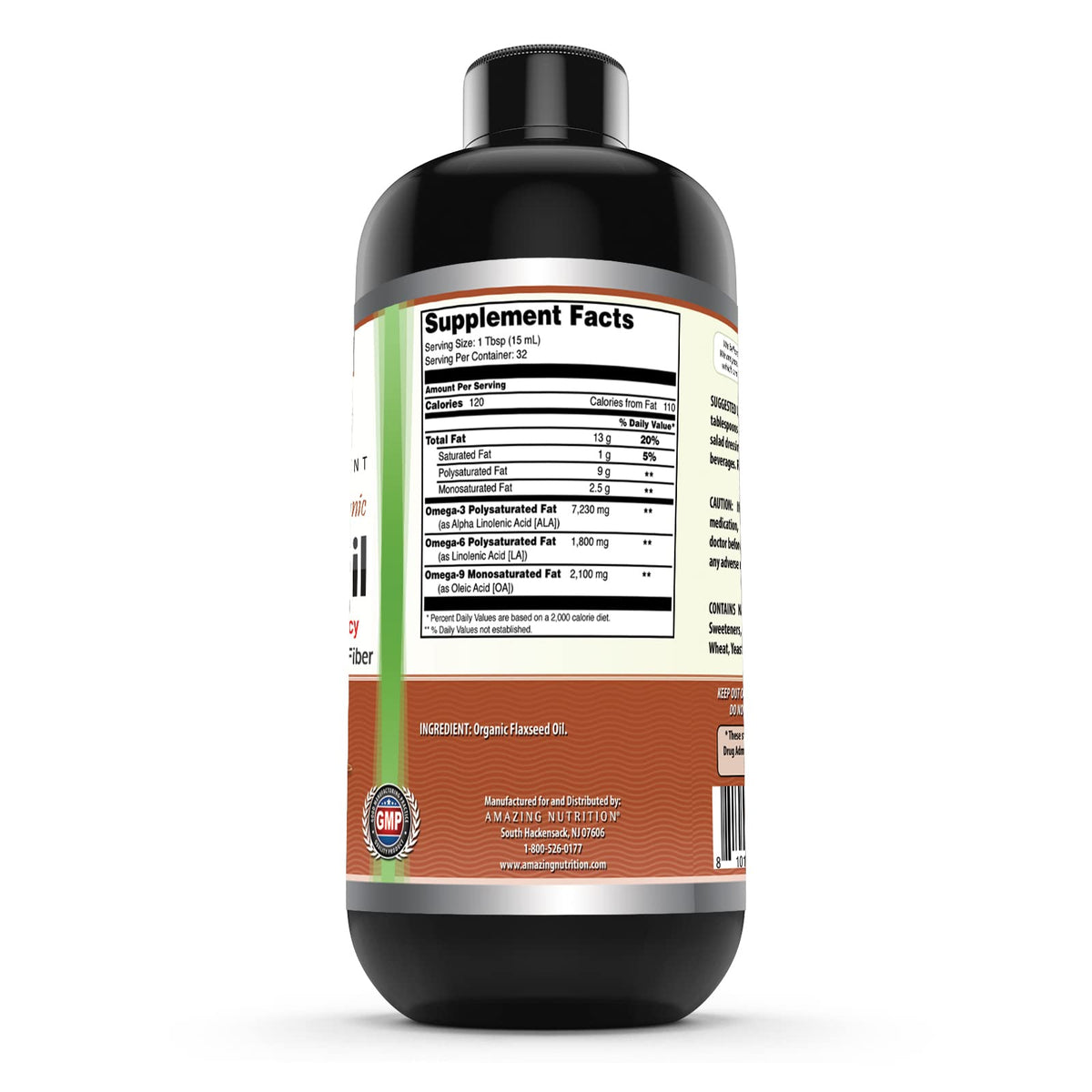 Amazing Nutrition Omega Flaxseed Oil Supplement - 16 Fl Oz - image 2