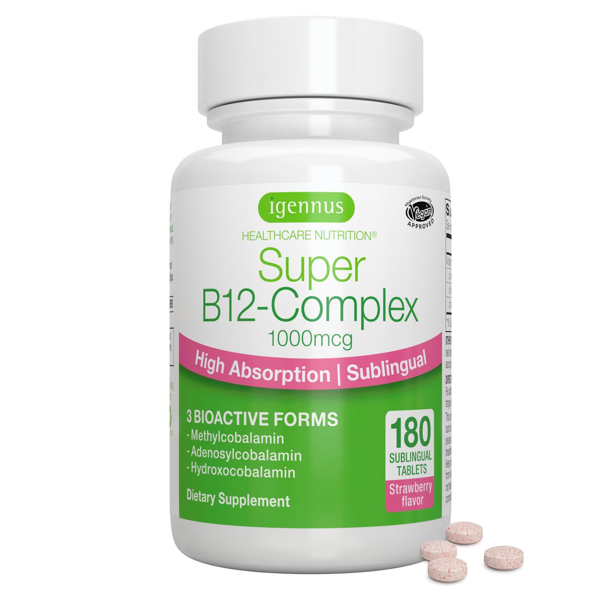 Igennus Vitamin B12 Complex 1000mcg Sublingual - 180 Tablets