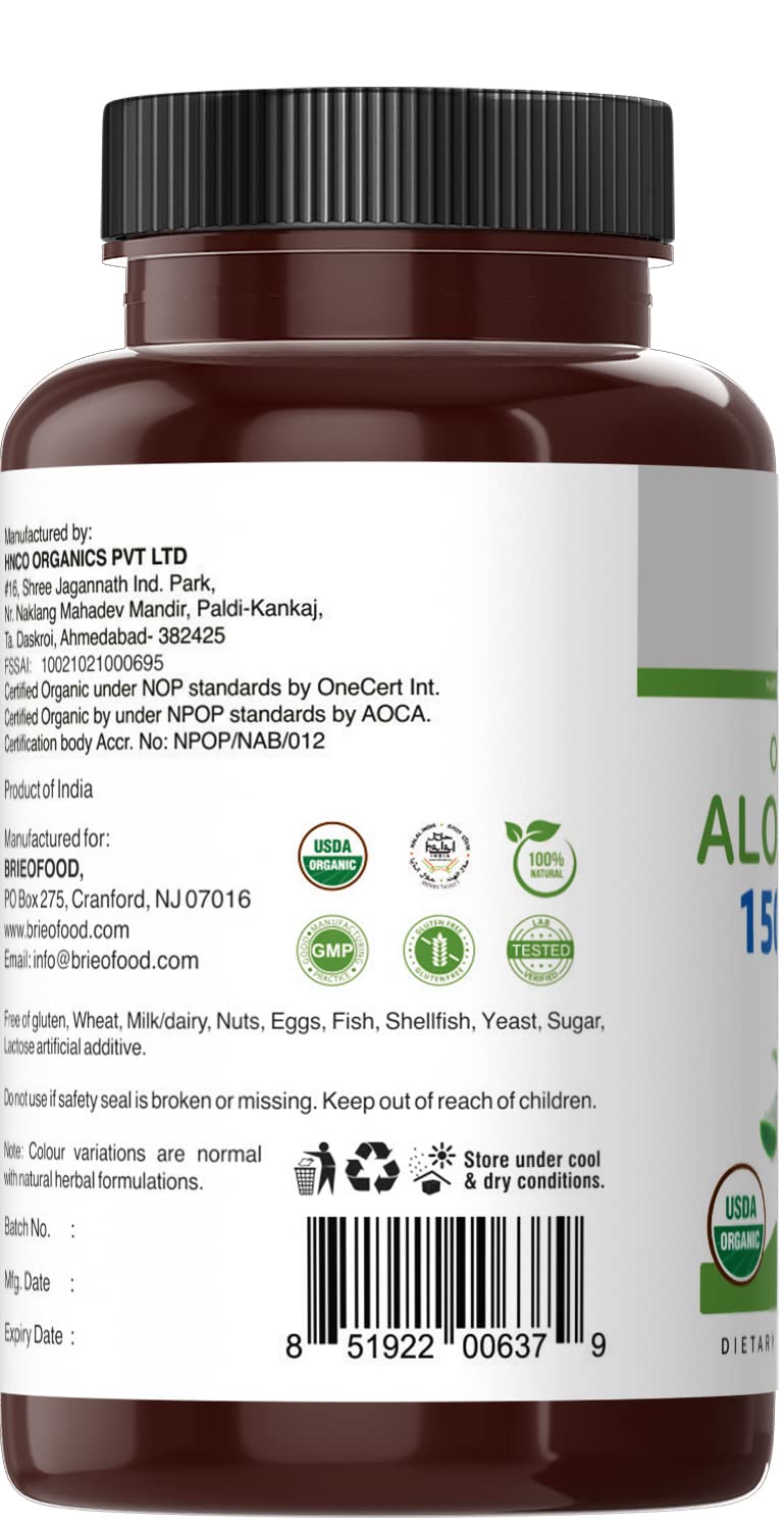 Brieofood Organic Aloe Vera 1500mg - 90 Vegetarian Tablets - image 5