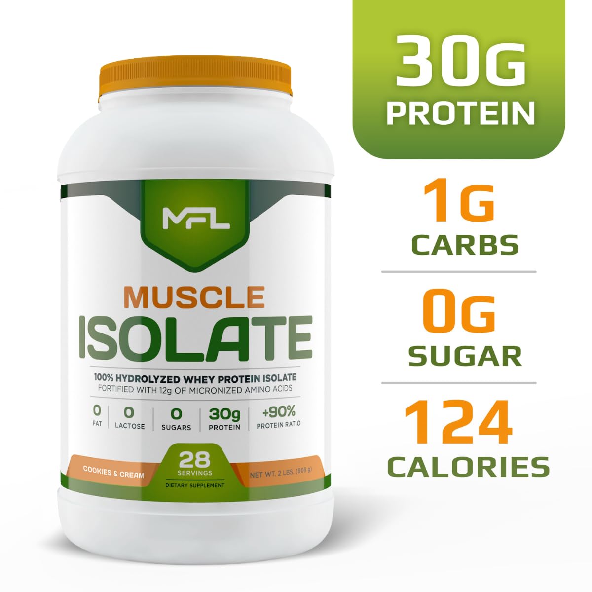 MUSCLE FOOD LABS MFL 100% Isolate Protein l 30g of Protein l 12g