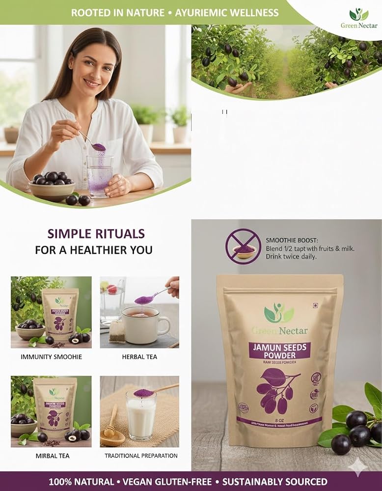 Green Nectar Jamun Seed Powder - 8 Ounces (Pack of 3) - image 5