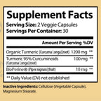 Vita Organics Turmeric Curcumin 1300mg Joint Support - 60 Capsules - image 3