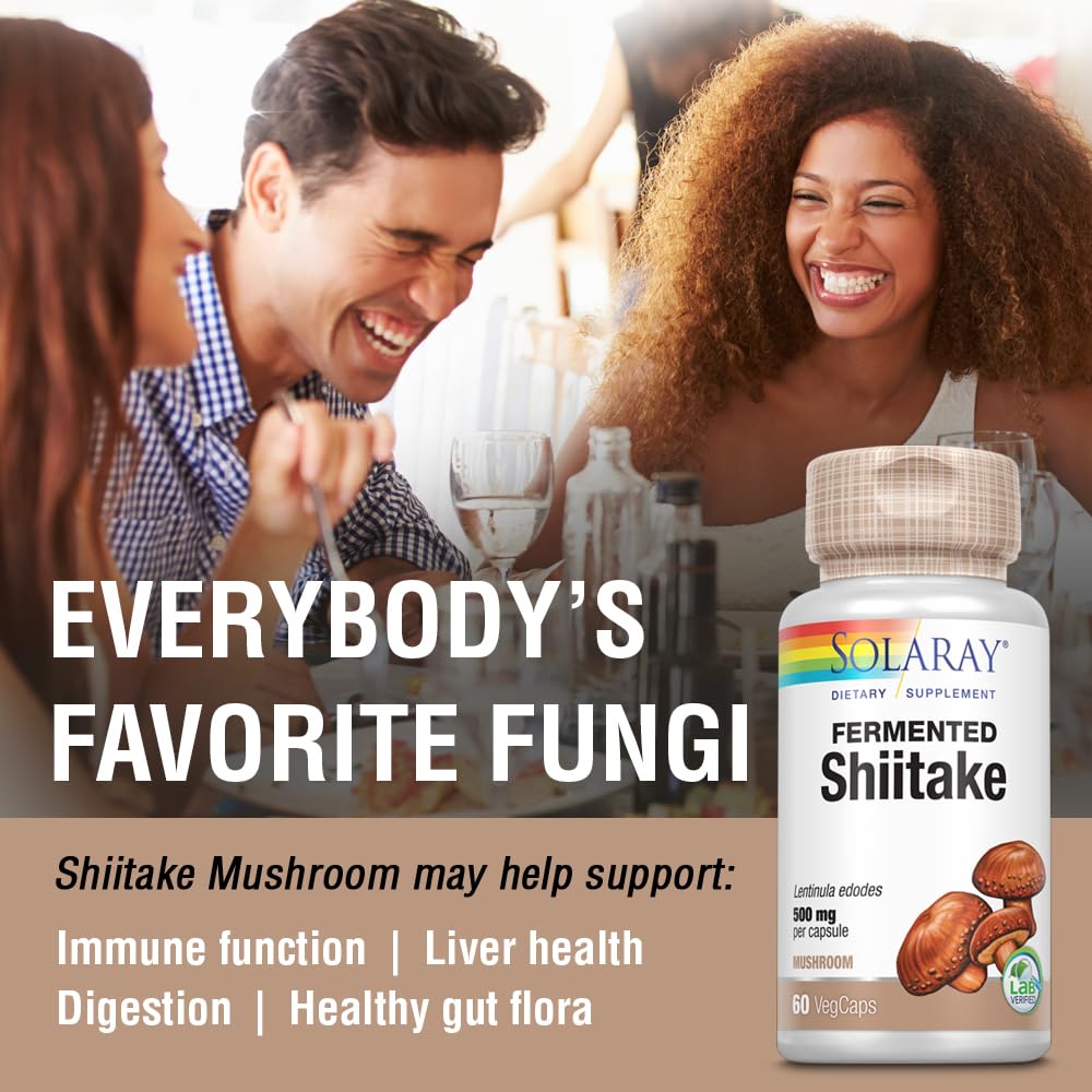 SOLARAY Fermented Shiitake Mushroom 500 mg - 60 Vegetarian Capsules - image 4