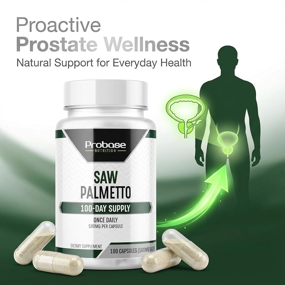 Probase Nutrition Saw Palmetto 500mg Prostate Support - 100 Capsules - image 2