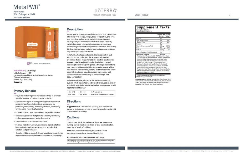 doTERRA MetaPWR Advantage with Collagen - 30 Packets - image 8