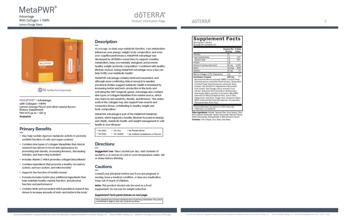 doTERRA MetaPWR Advantage with Collagen - 30 Packets - image 8