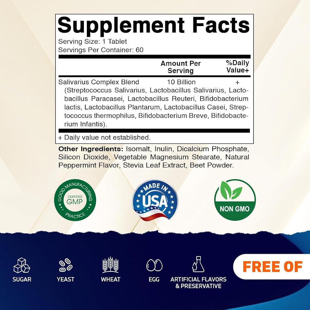 Vitamatic Salivarius Complex 10 Billion Chewable Tablets - 60 Count - image 2