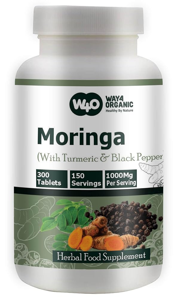 WAY 4 ORGANIC W4O Moringa Tablets with Turmeric and Black Pepper