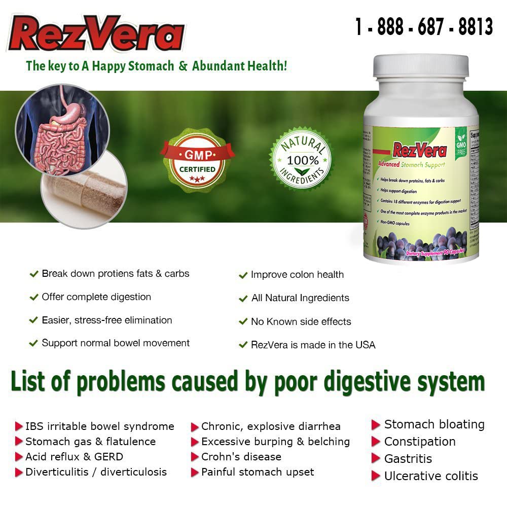 RezVera Digestive Supplement with Natural Enzymes - 90 Capsules - image 2