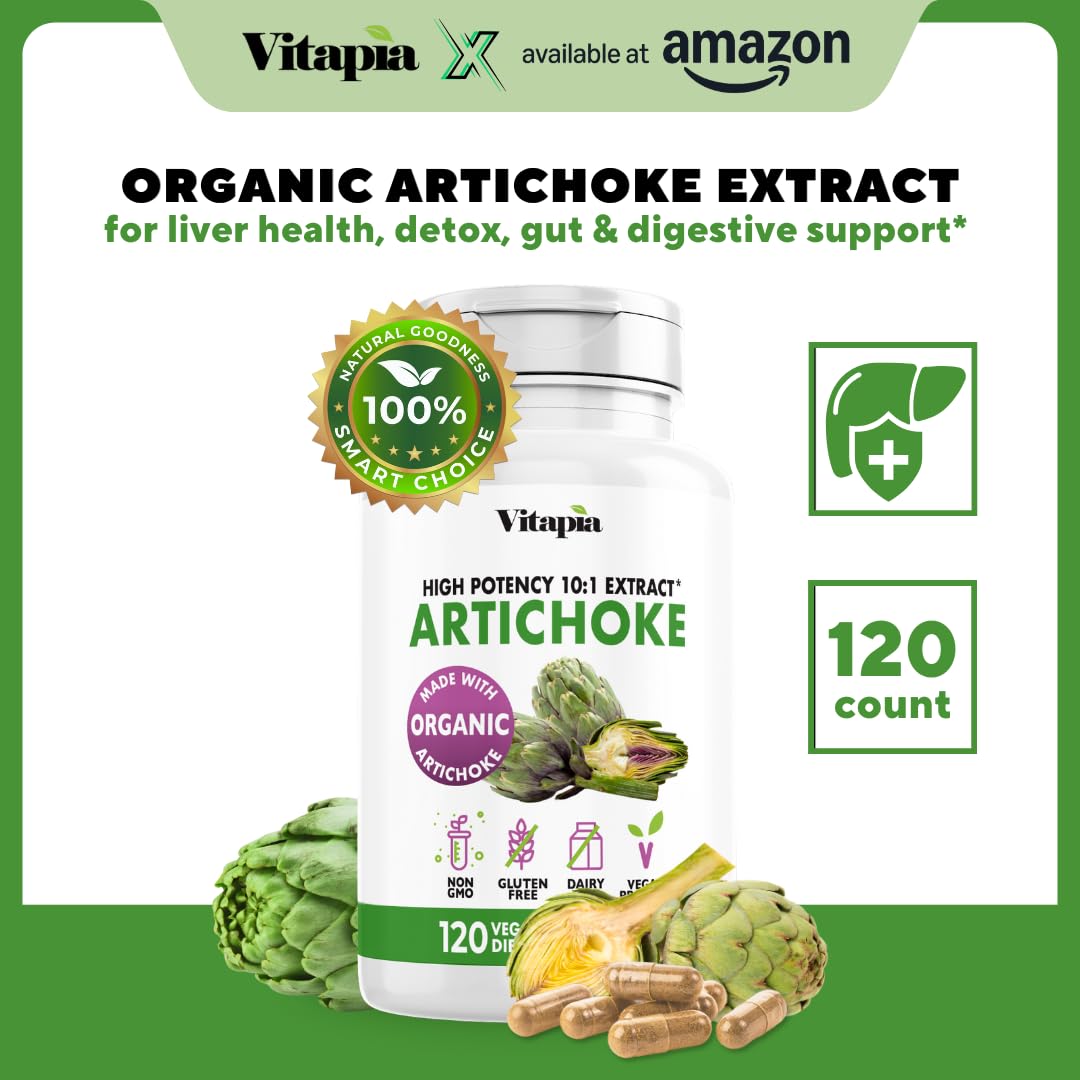 Vitapia Organic Artichoke Extract Supplement - 120 Vegetarian Capsules - image 2