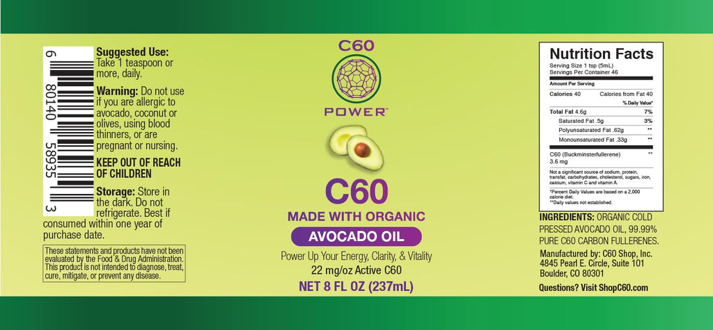 C60 Power Organic Avocado Oil
