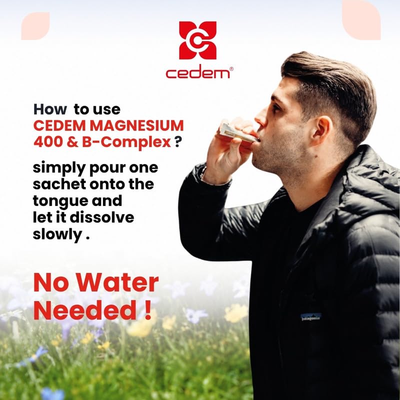 CEDEM Magnesium 400mg + B-Complex Powder Sticks - 20 Count - image 5