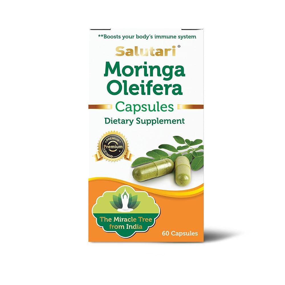 SALUTARI Moringa Leaf Powder Capsules 1260 mg - 60 Vegetarian Capsules