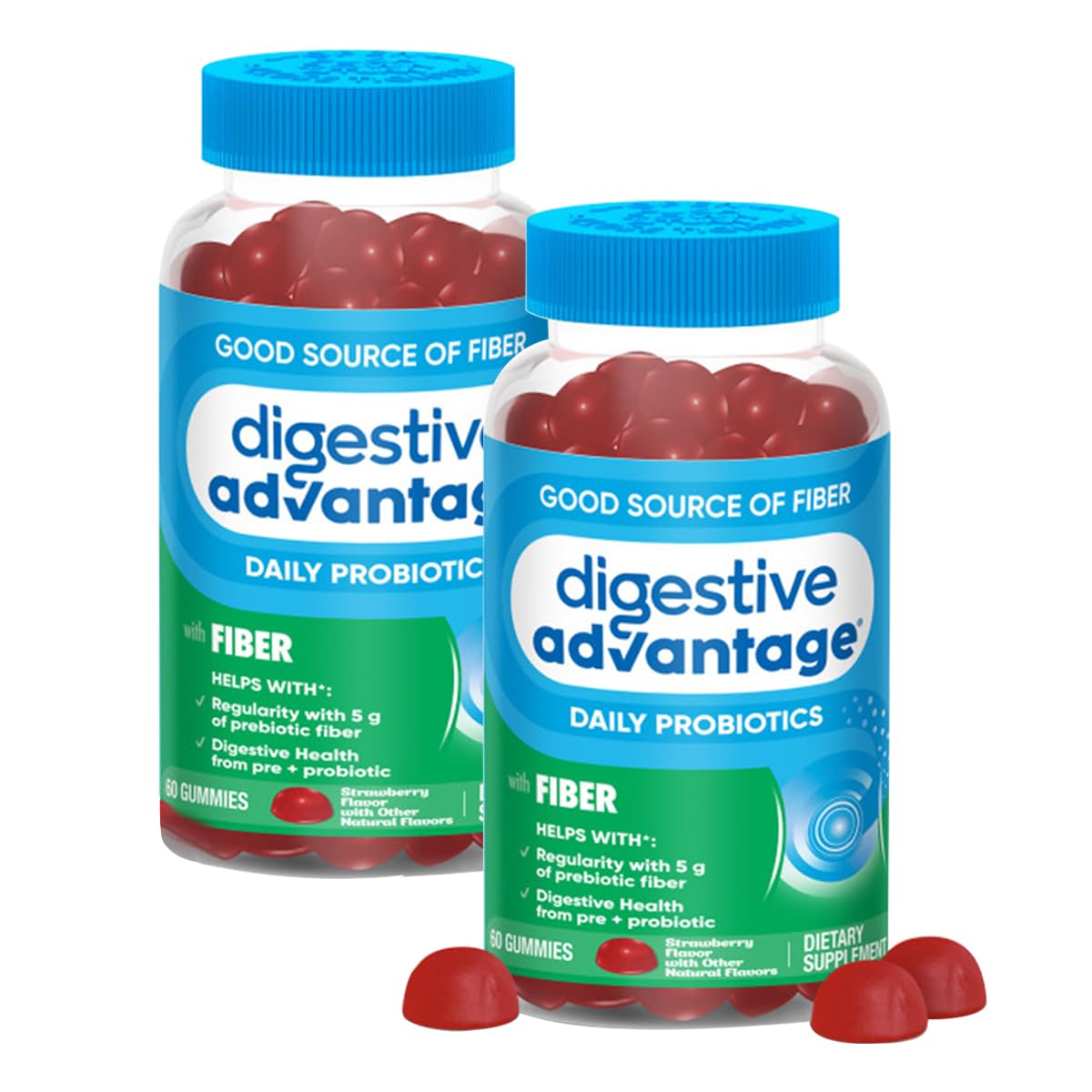 Digestive Advantage Prebiotic Fiber Gummies + Probiotics for Gut