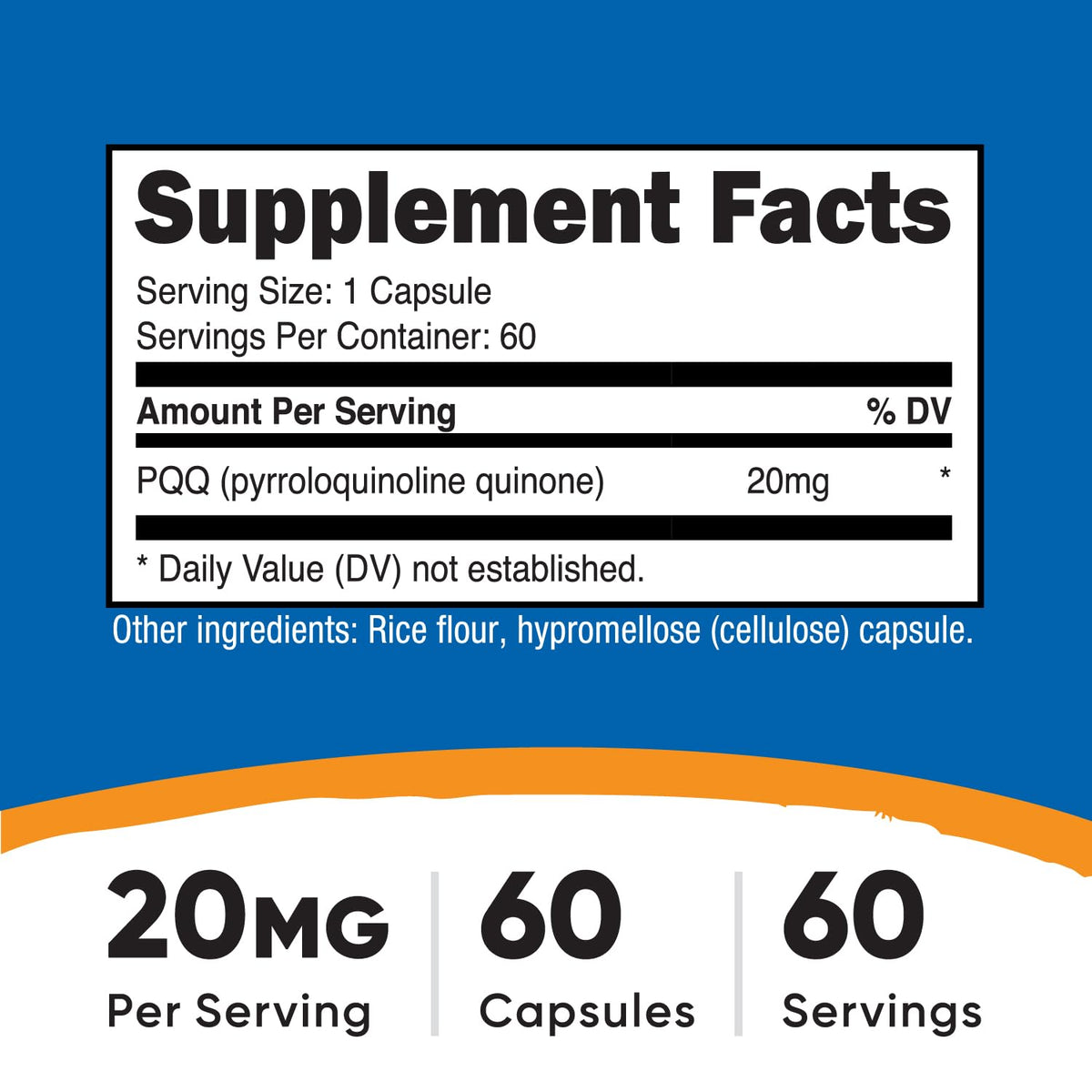 Nutricost PQQ (Pyrroloquinoline Quinone) Capsules 20mg - Veggie