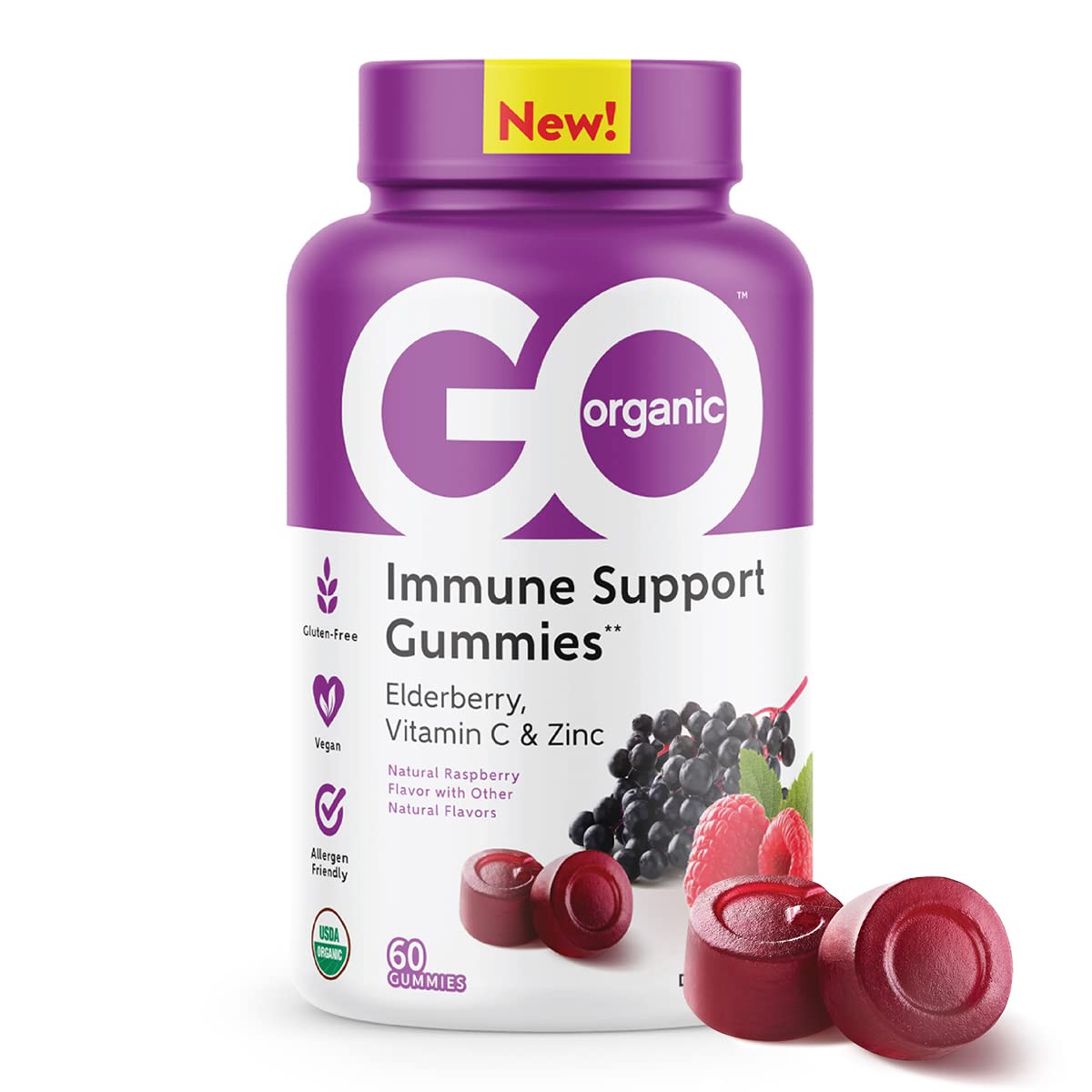 Go Organic Immune Support Elderberry Gummies - 60 Count
