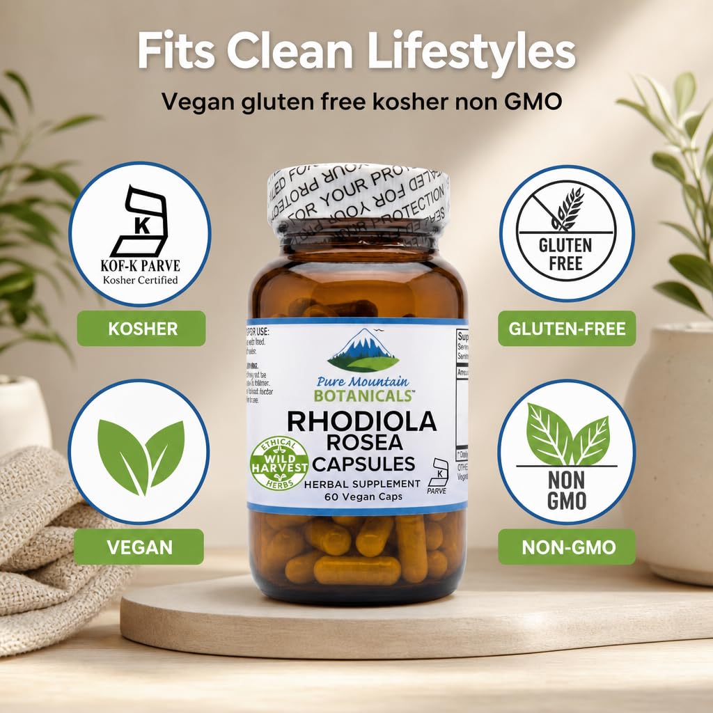 Pure Mountain Botanicals Rhodiola Rosea 250mg - 60 Vegetarian Capsules - image 6
