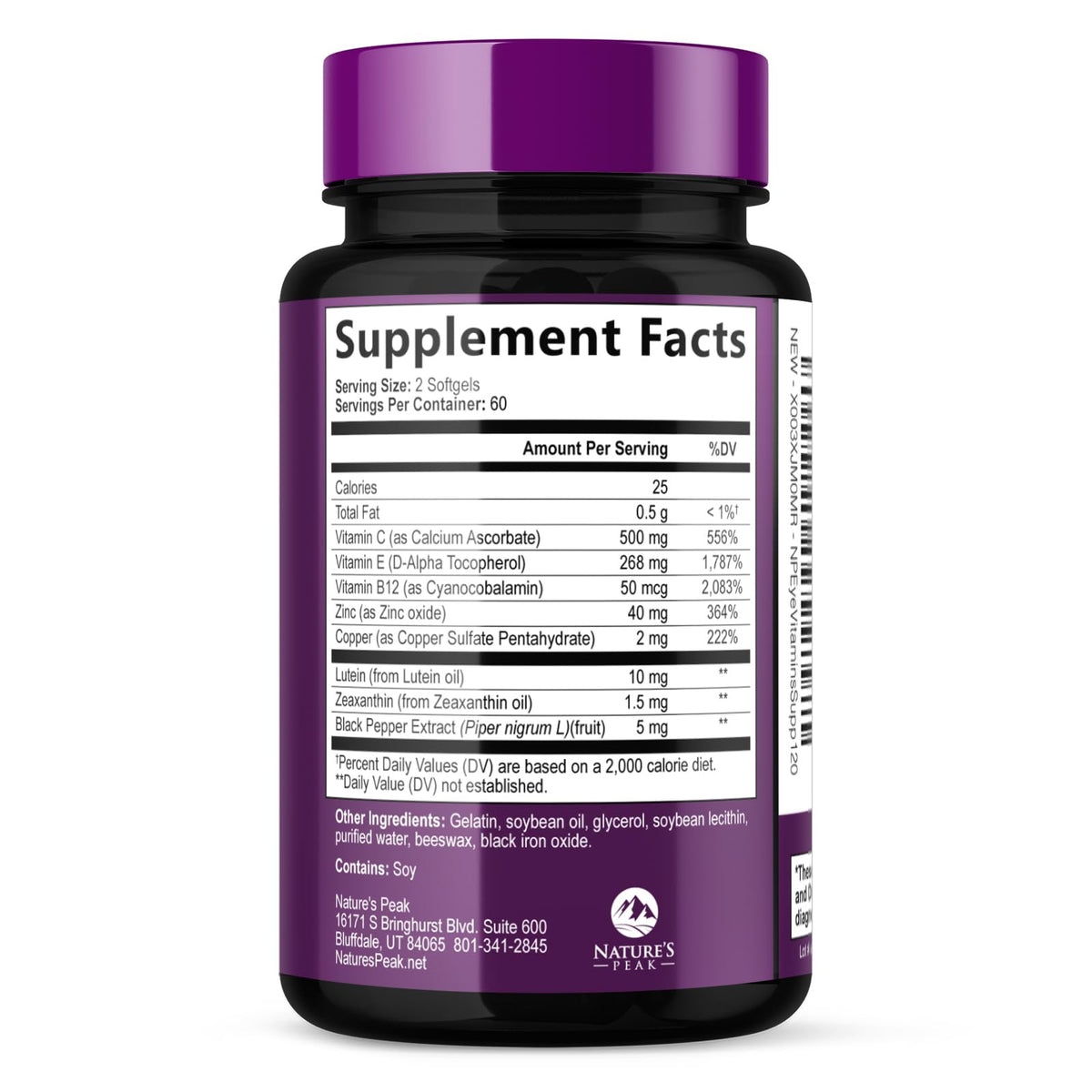 Nature's Peak Eye Vitamins Supplements - 3x Strength Eye Health