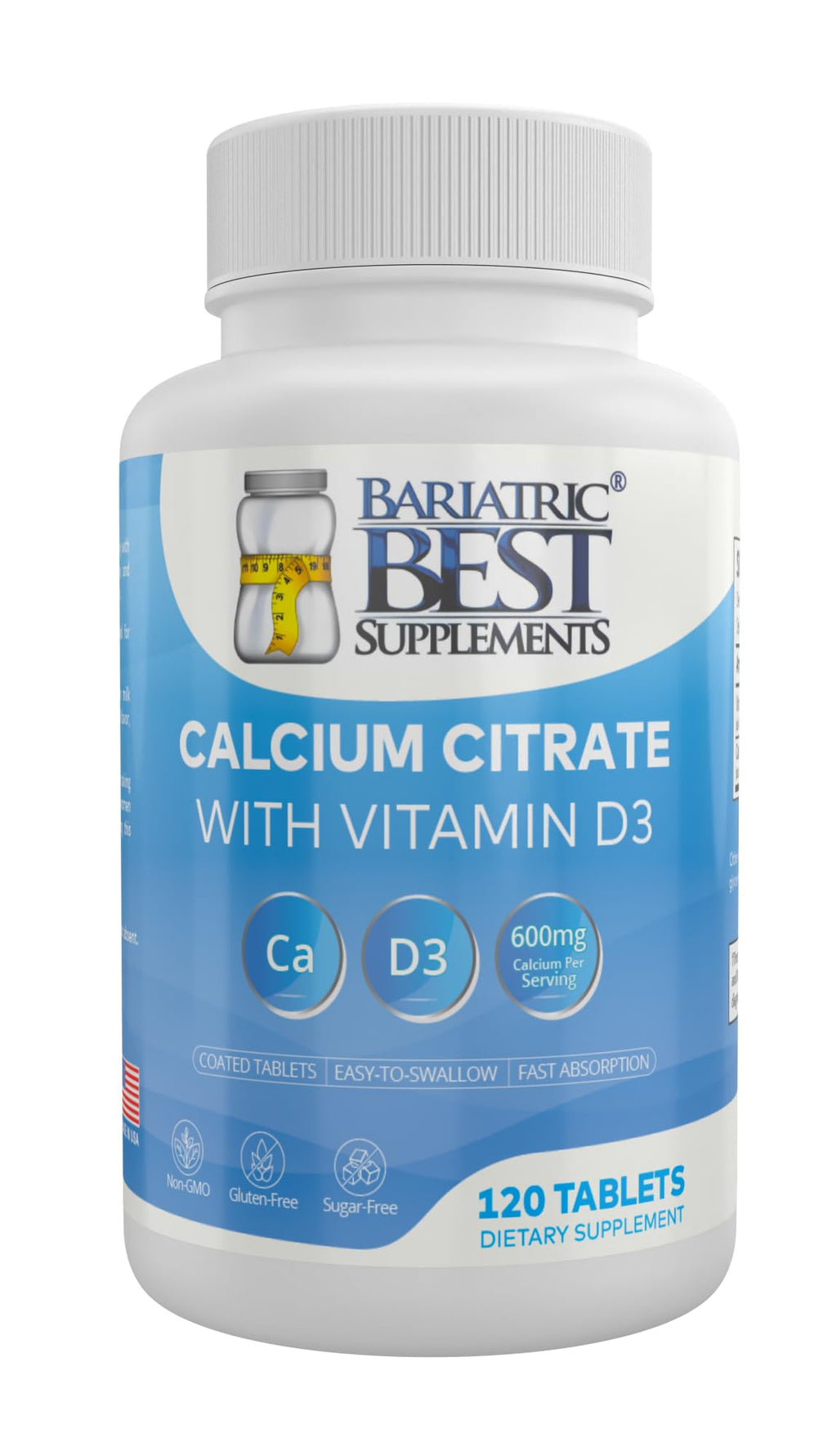 Bariatric Best Calcium Citrate with Vitamin D3 600mg - 120 Tablets