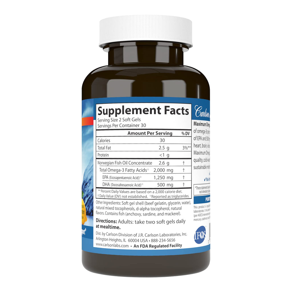 Carlson Maximum Omega 2000 Wild-Caught Omega-3 - 60 Softgels - image 2