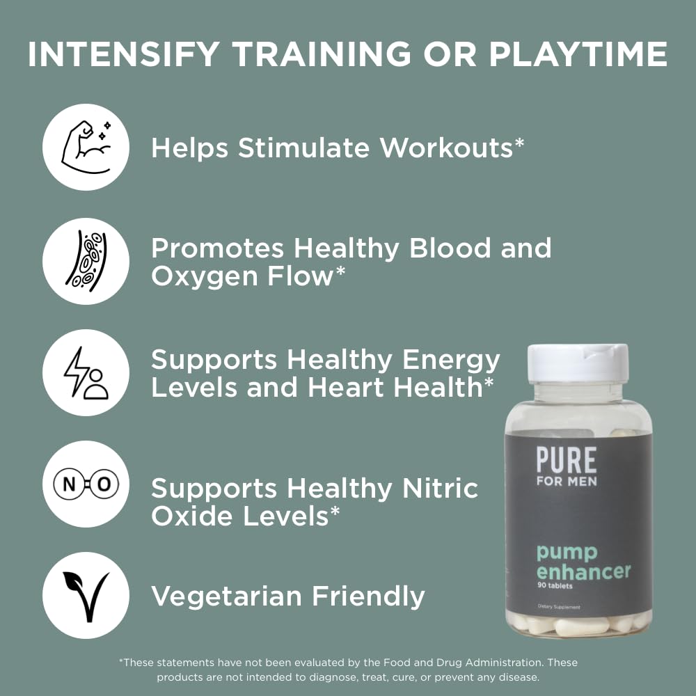Pure for Men Pump Enhancer Pre-Workout Nitric Oxide Booster - 90 Capsules - image 5