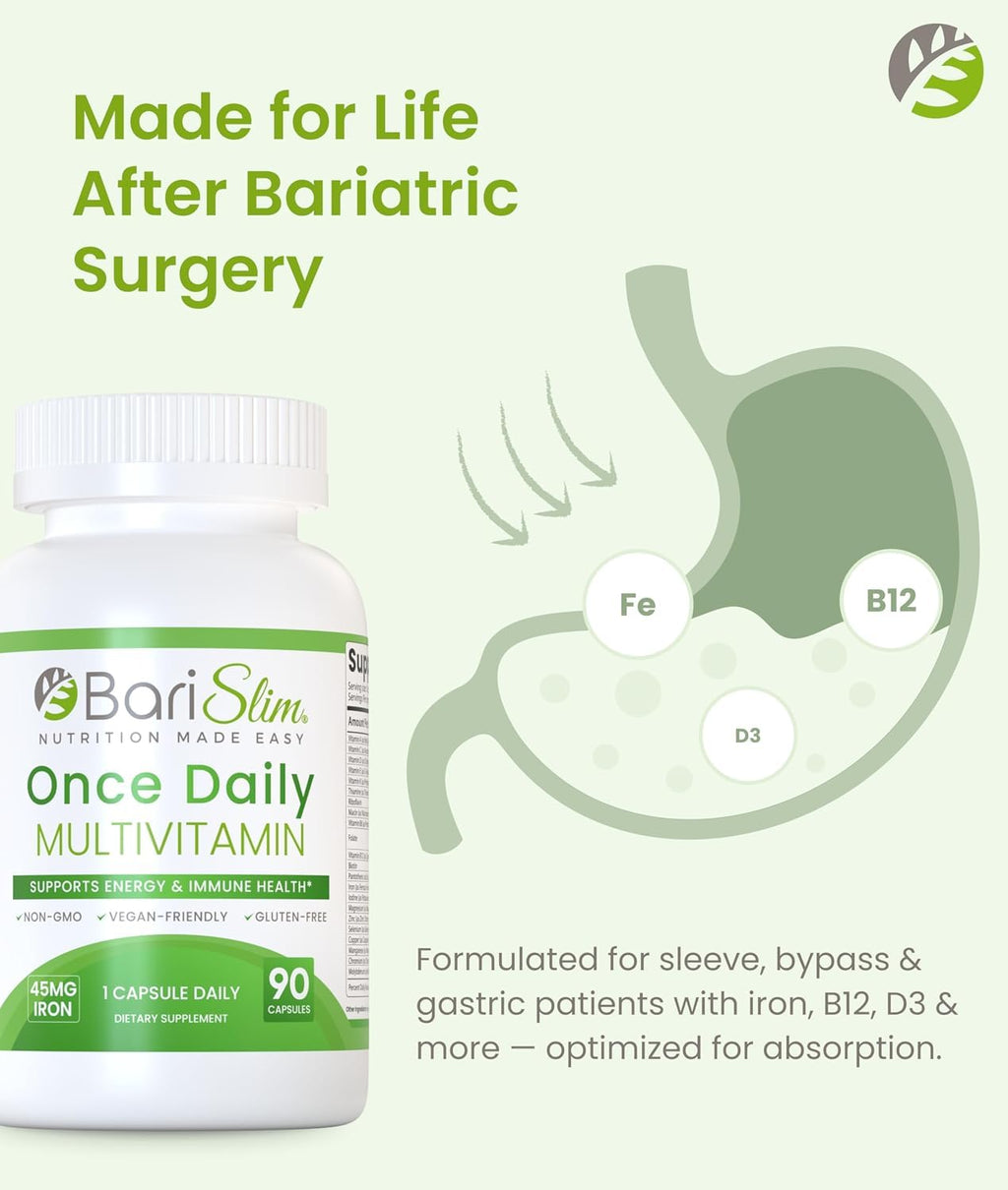 BariSlim Once Daily Bariatric Multivitamin Capsule - 45 mg Iron