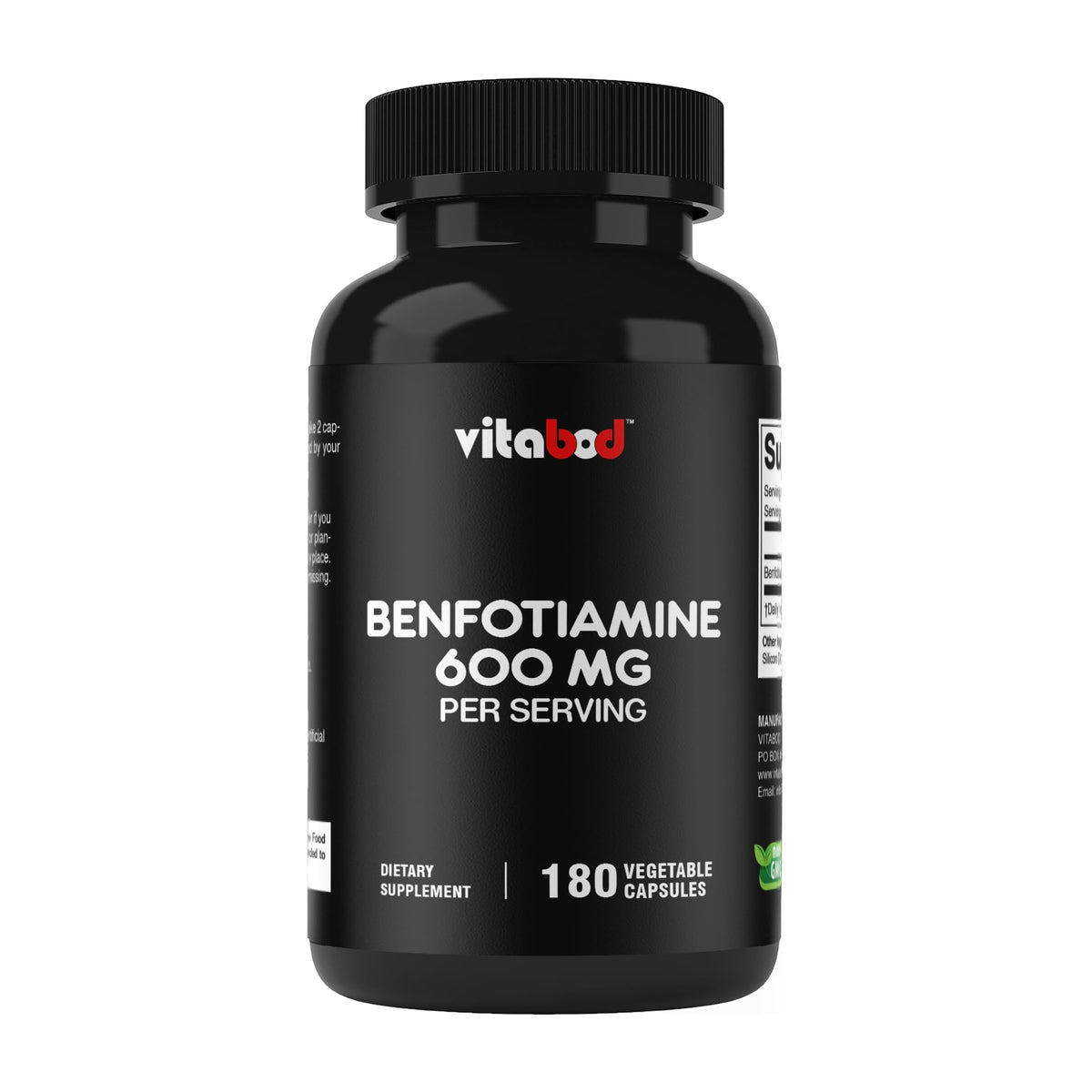 Vitabod Benfotiamine 600mg Vitamin B1 - 180 Vegetarian Capsules