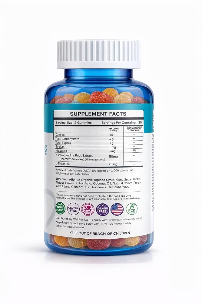 Wellrite Relax Gummy Vitamins with Ashwagandha & Melatonin - 60 Gummies - image 2
