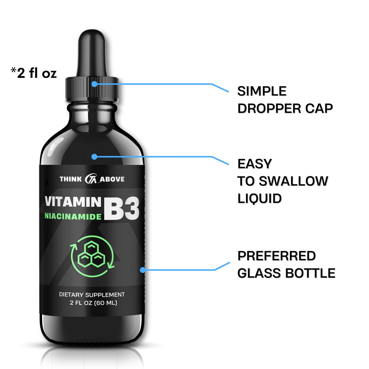 Think Above Liquid Vitamin B3 (as Niacinamide) Supplement - Non Flush