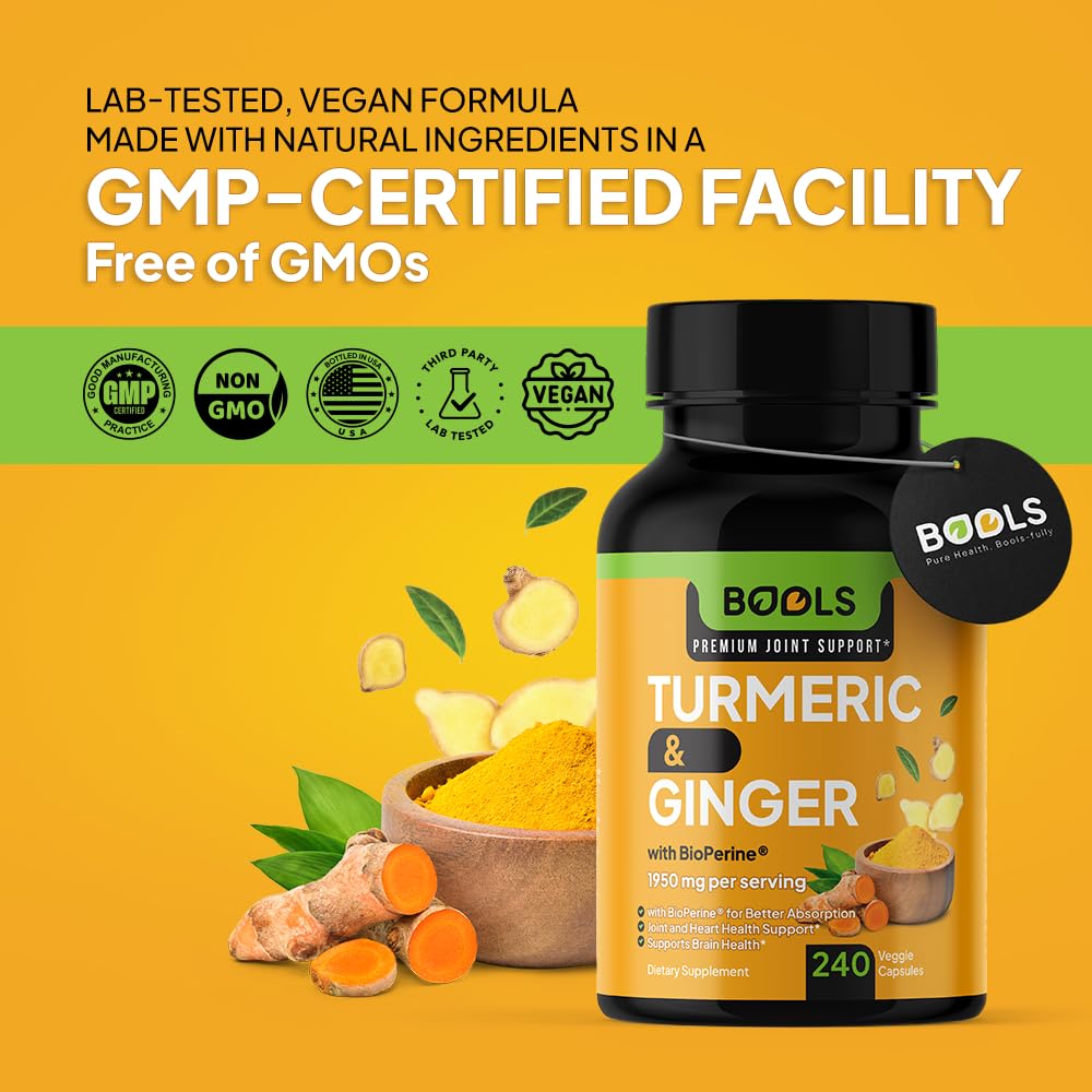 Bools Turmeric Curcumin with BioPerine & Ginger Joint Support - 240 Capsules - image 6