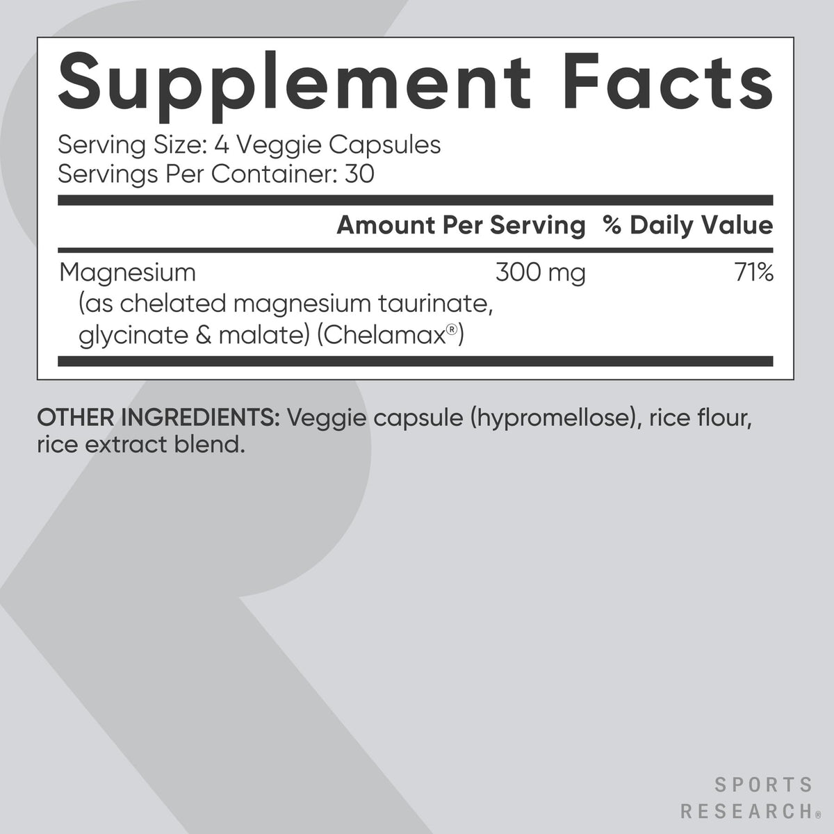 Sports Research Triple Magnesium Complex 300mg - 120 Capsules - image 5
