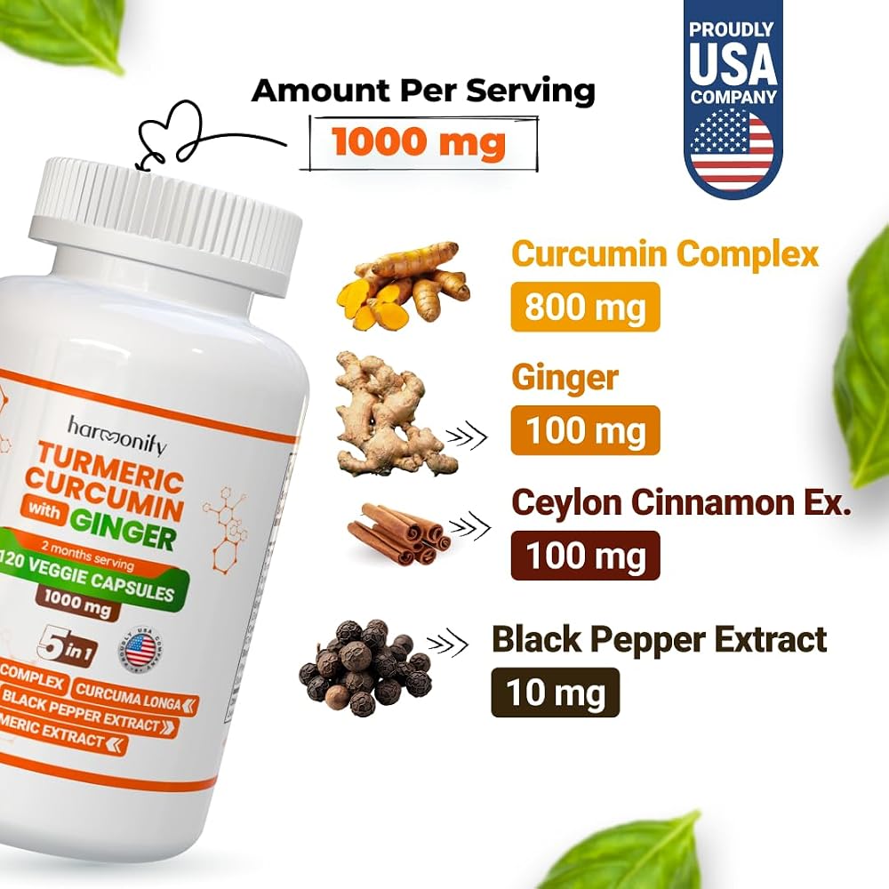 HARMONIFY Turmeric Curcumin with Ginger & Black Pepper - 120 Capsules - image 5