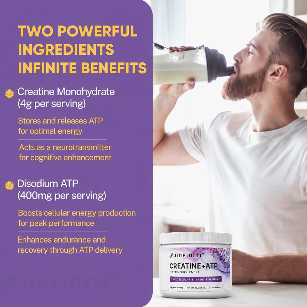 Jinfiniti Creatine Monohydrate + ATP Powder - 30 Servings - image 5